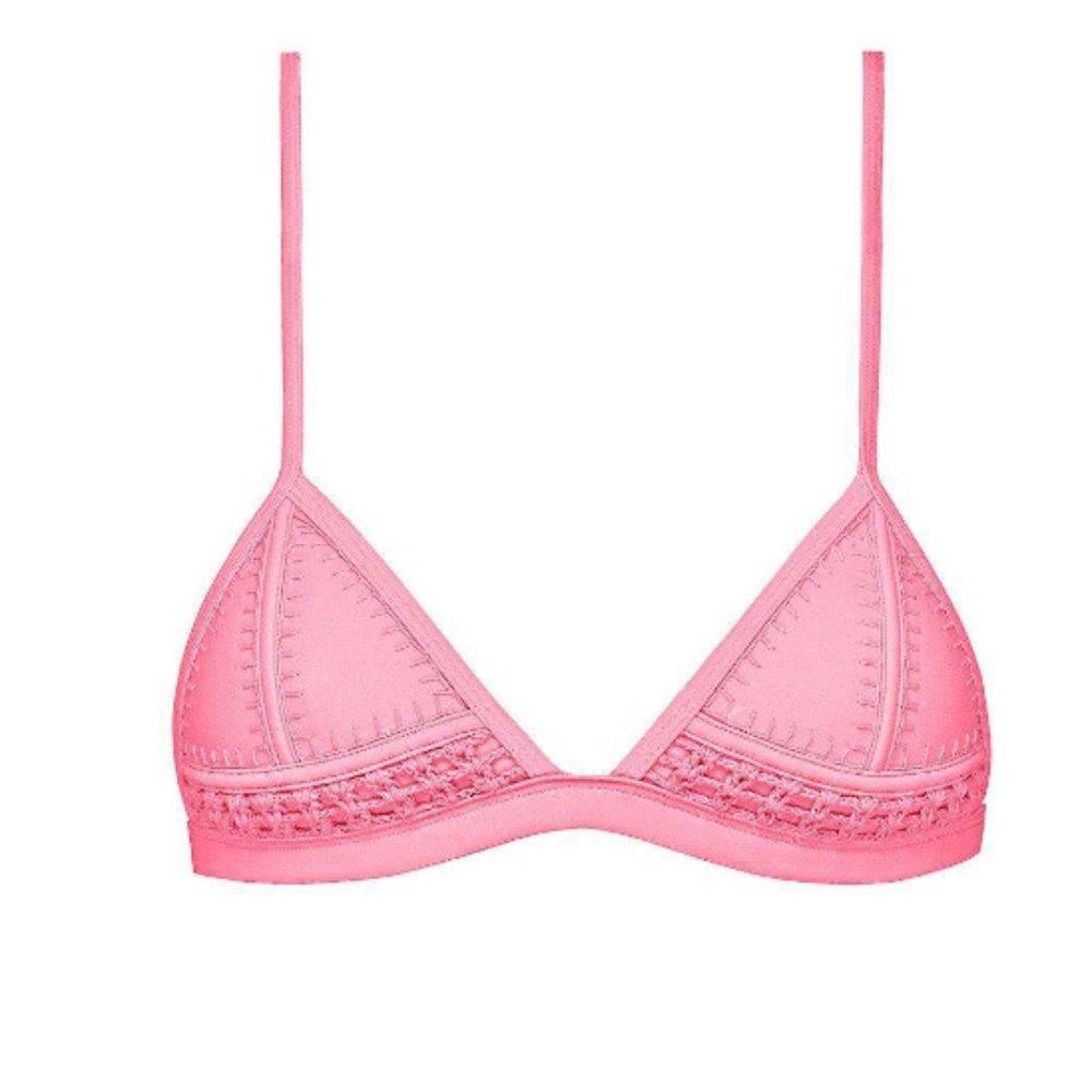 Triangl Neoprene Gigi Crochet Strawberry Shortcake /Hot Pink Bikini Top Sz Small